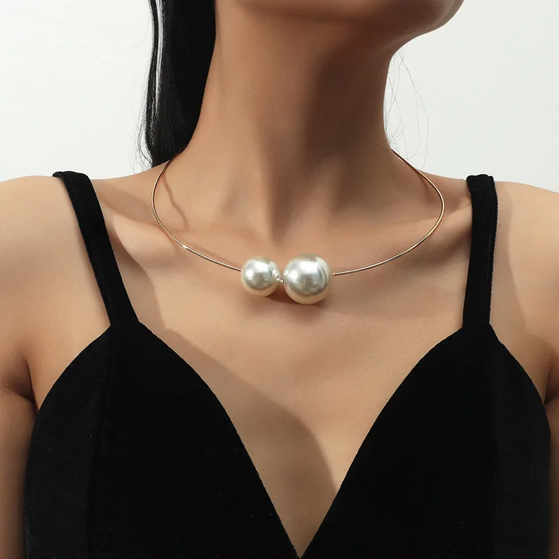 

2023 New Fashion OL Pearl Collar Necklace Opening Adjustable Simple Ladies Collar Bohemian Necklace Jewelry Accessories