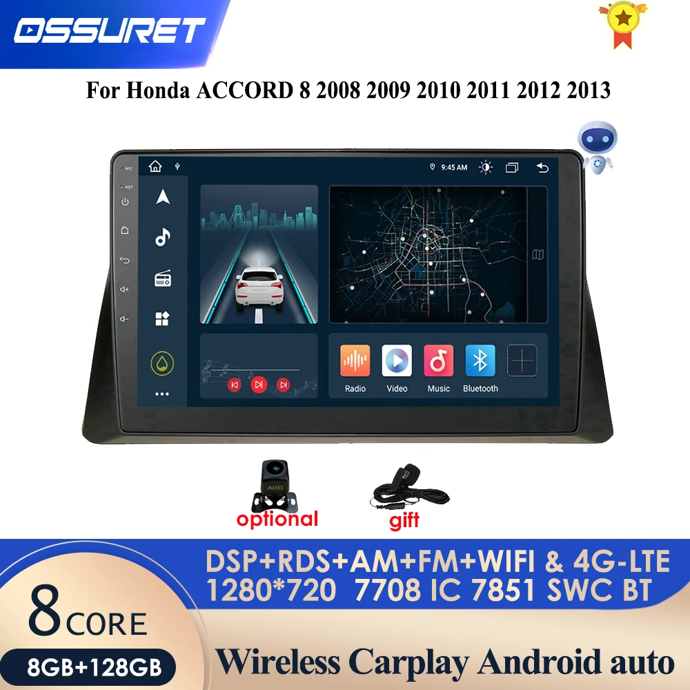 Ossuret 10 1 дюймов 3 ГБ ОЗУ 32 Гб ПЗУ Android авто радио GPS для Honda ACCORD 8 2008 2009 2010 2011 2012 2013