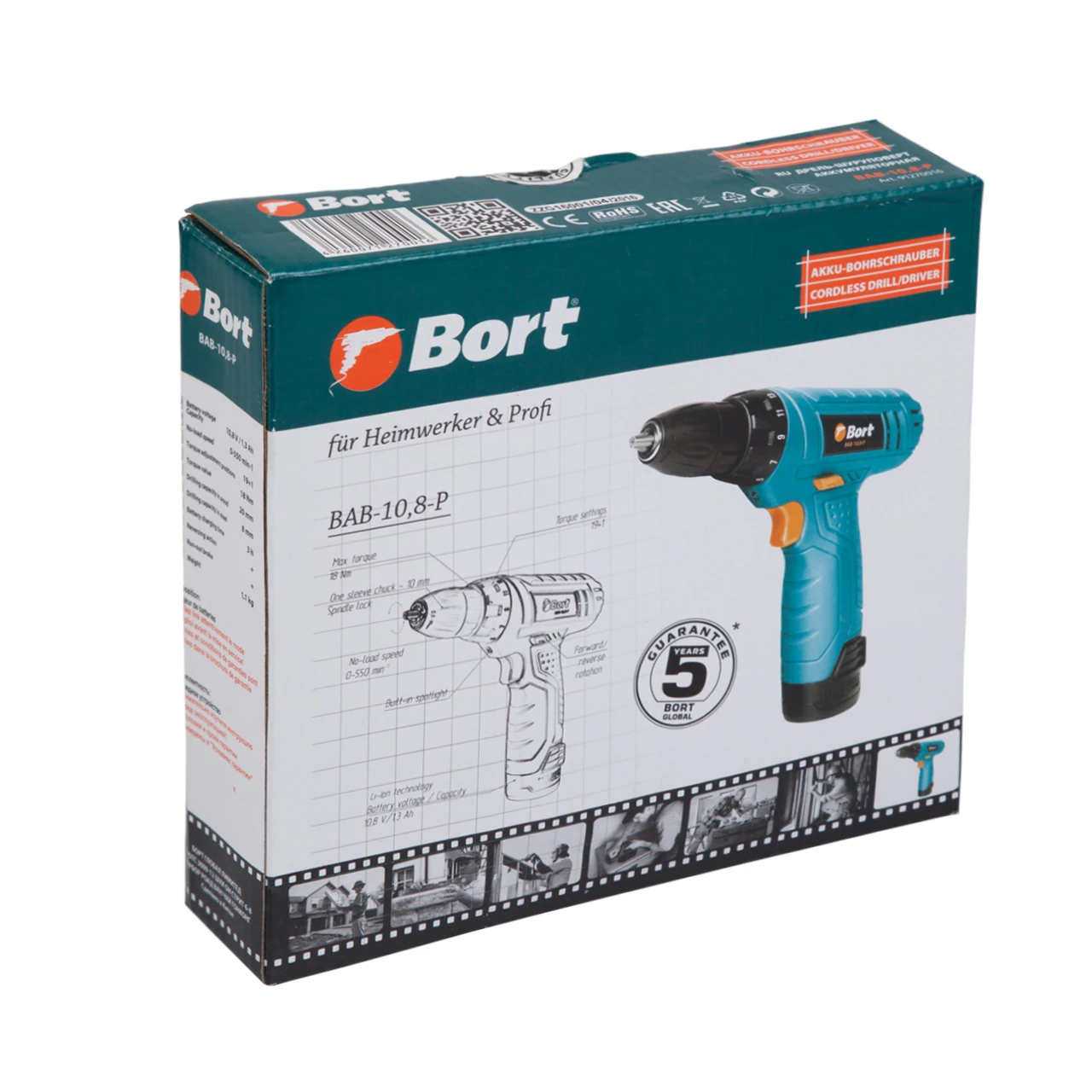 Cordless drill / driver Bort BAB-10 8-P Electric screwdriver battery rechargeable for ice screws brushless Power tool heimerding |