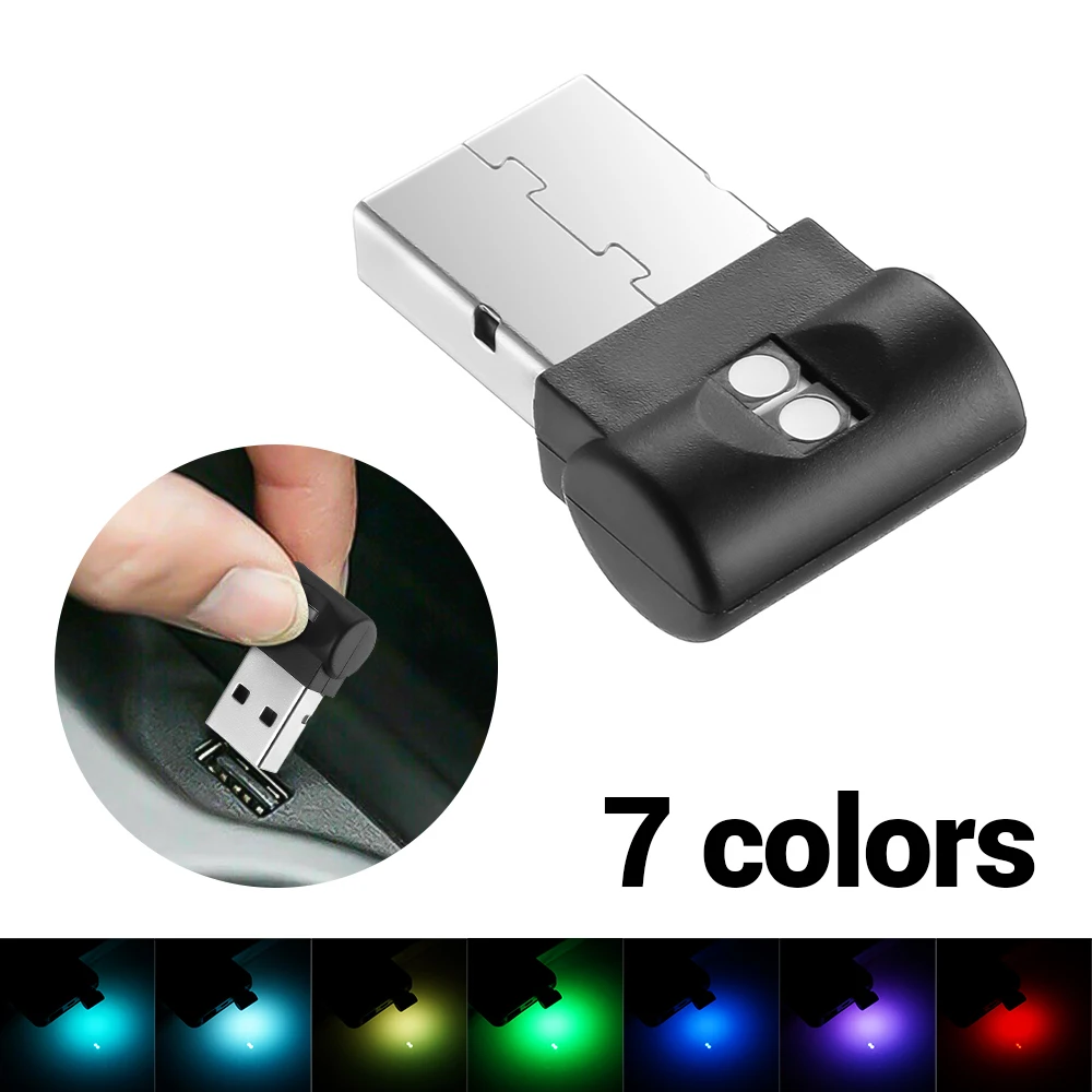 Мини-USB светодиодный автомобильный светильник интерьерный атмосферный