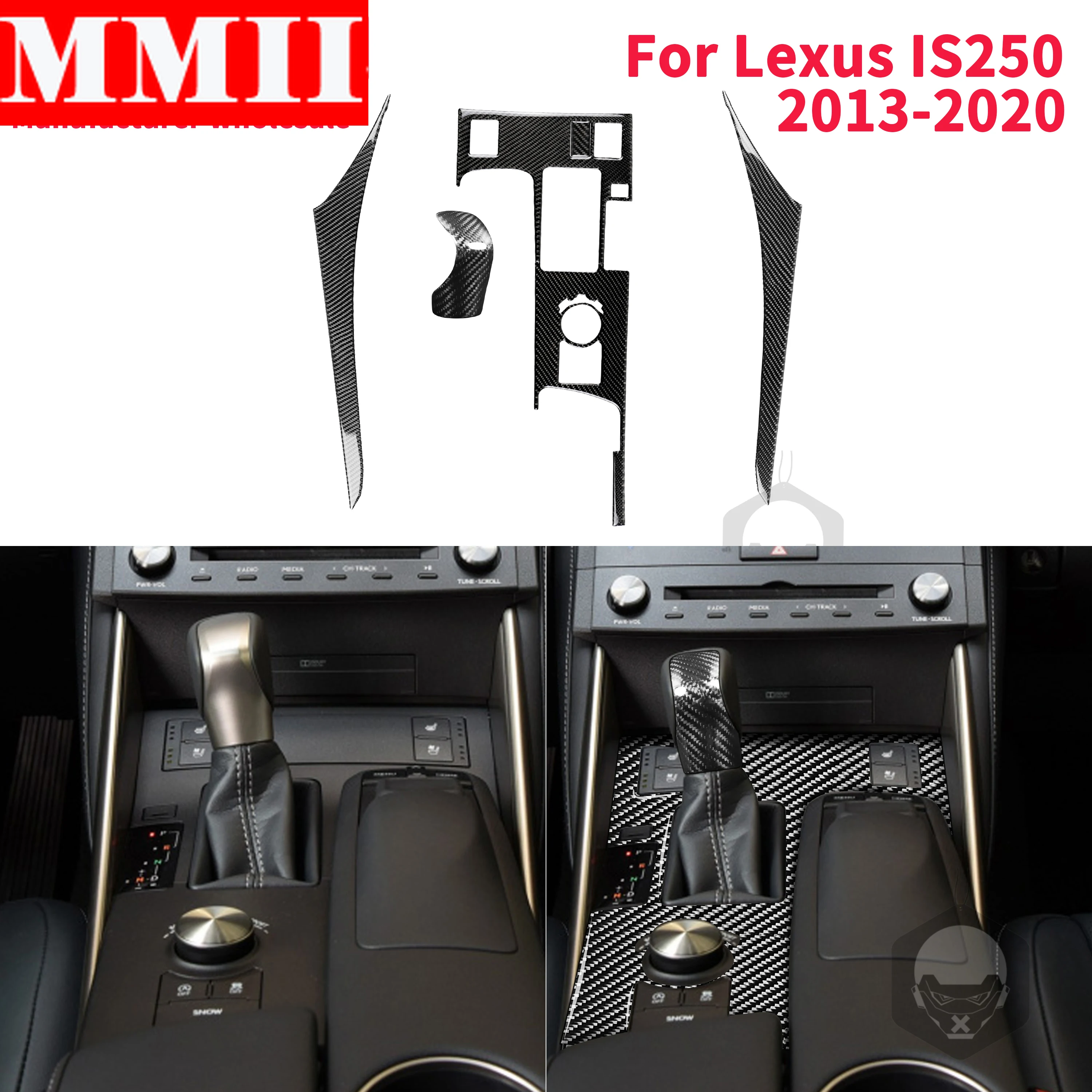 For Lexus IS250 2013-2020 Real Carbon Fiber Paste Style Black Car Shifter Stick Cover Sticker Modeling Center Panel Stickers RHD