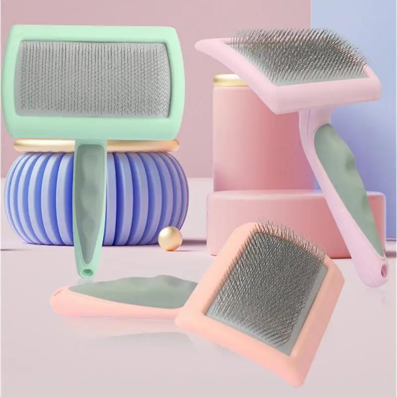 

Щетка для собак из нержавеющей стали, расческа для массажа и ухода за домашними питомцами, инструменты для удаления шерсти, мягкая ручка, для кошек и кошек