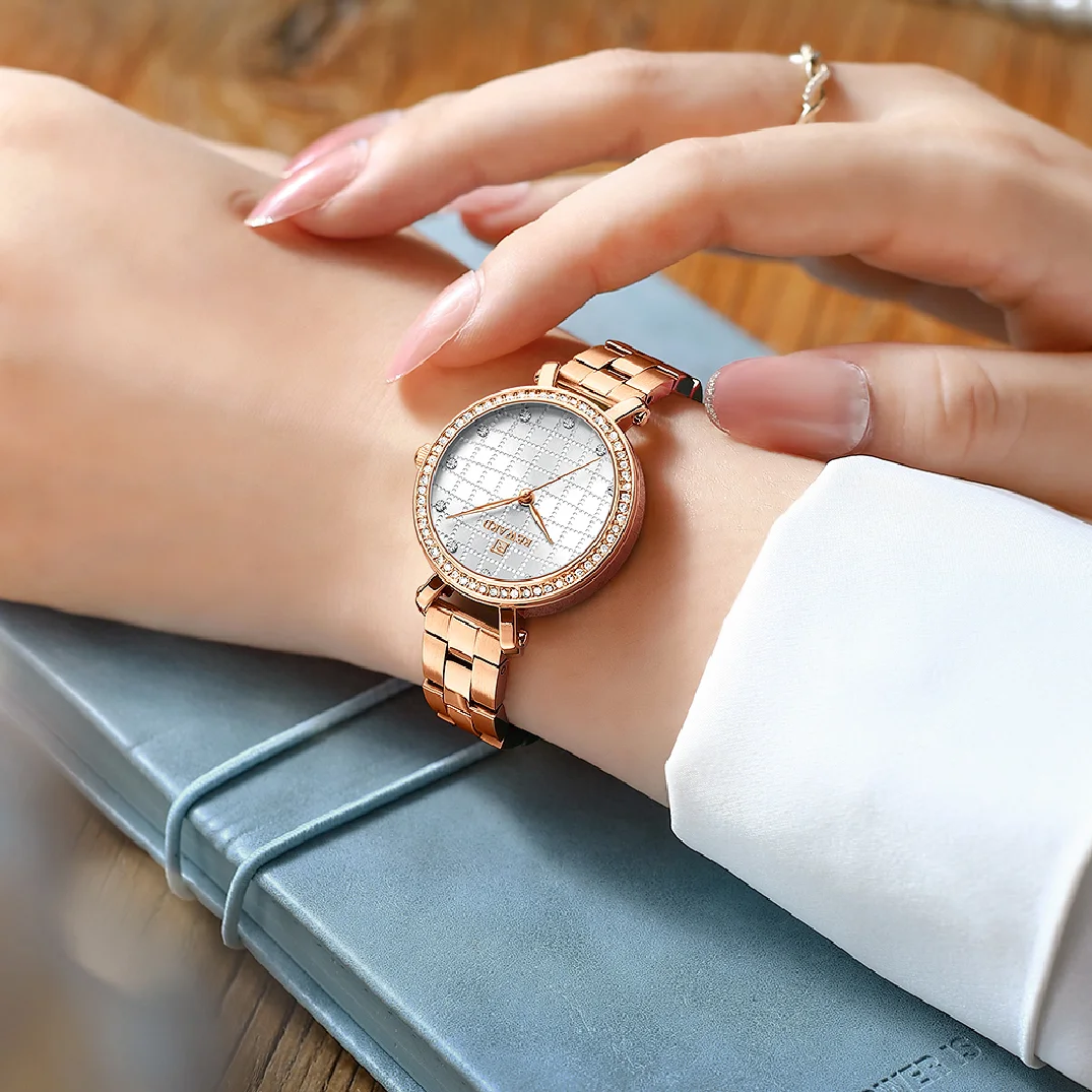 REWARD New RoseGold Watch Women Fashion Luxury Simple Women's Bracelet Quality Watches Stainless Steel Waterproof Wristwatch enlarge