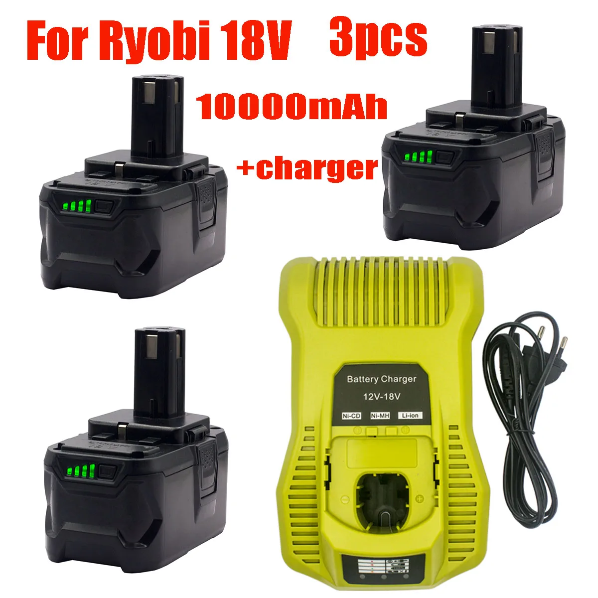 

The Original Battery of Ryobi Power Tools Can Be Replaced 18V 10000mAh Lithium Battery, Compatible with BPL1820 P108 P109 P106