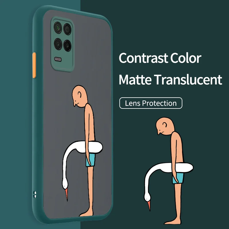 

Translucent Matte Phone Case for Realme 7 8 8s 8i 9 Pro Plus V13 V25 Q3i 5G Narzo 30 50 4G A Downcast Man Hard PC Armor Case