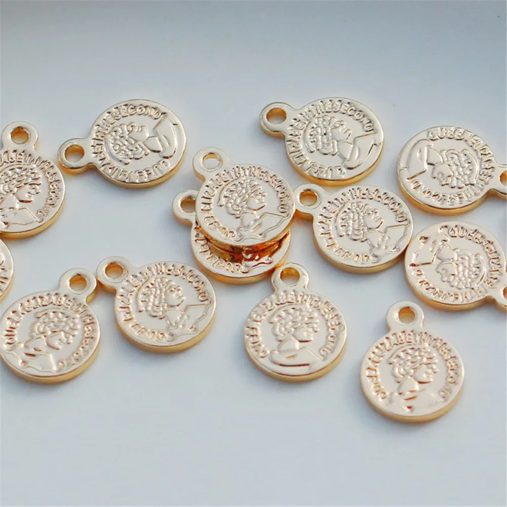 Двусторонняя фотография 14 К золото с медным покрытием Круглый Кулон DIY браслет