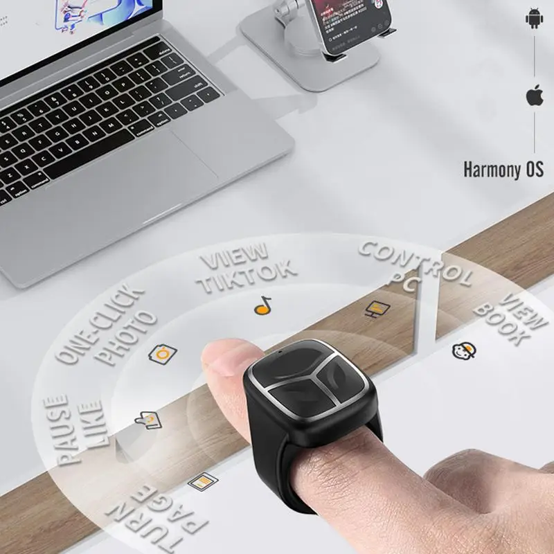 

Wireless Remote Control Rings Rechargeable Camera Shutter Selfie Button For Phone IOS Cell Phone Remote Clicker Page Turner