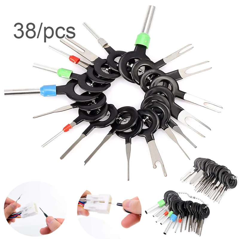 

Car Terminal Removal 38Pcs/Set Electrical Wiring Crimp Connector Pin Extractor Kit Automobiles Terminal Repair Hand Tools