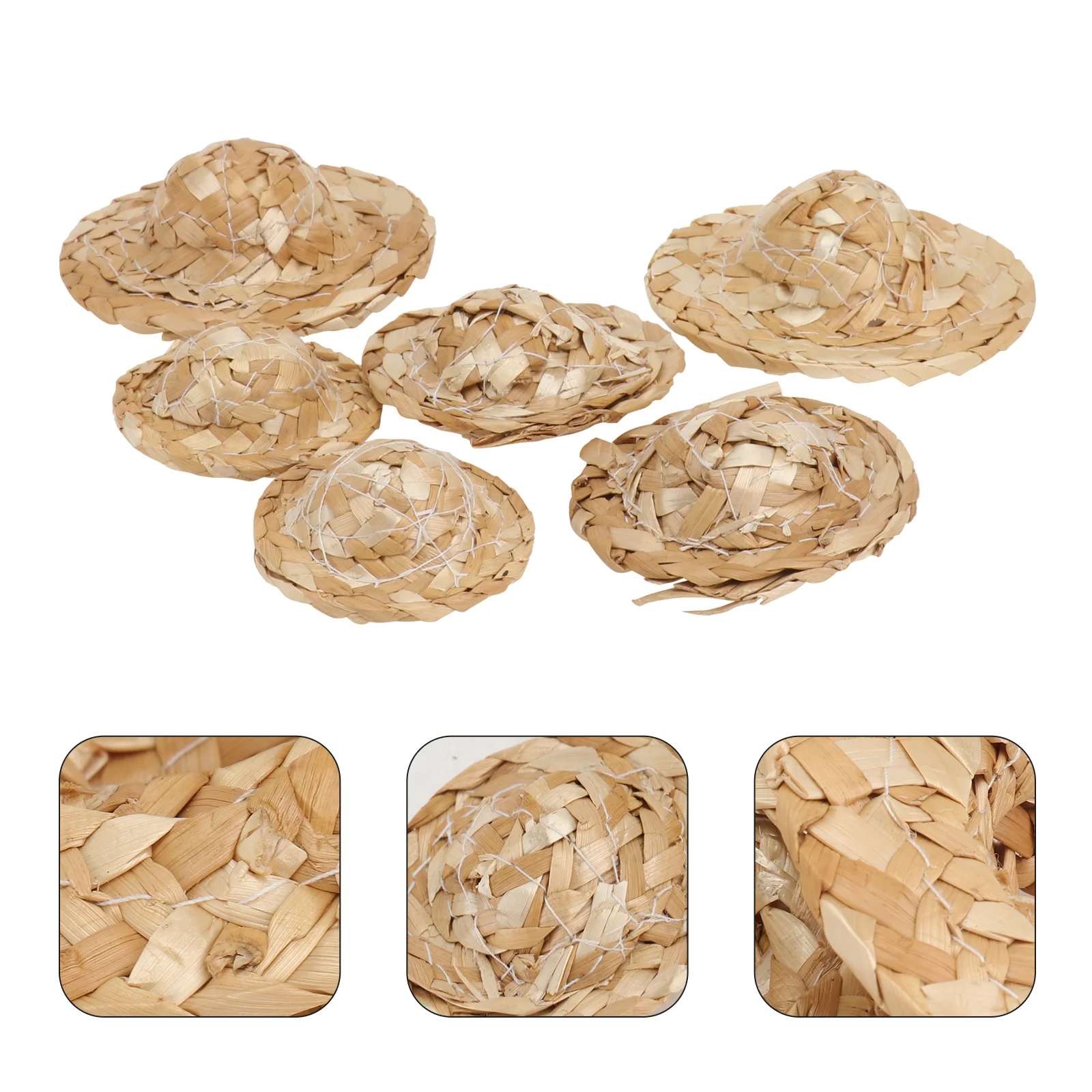 

6 Pcs Pet Toys Parrot Woven Hat Parrot Head Wear Bird Straw Hat Parrot Straw Hat Hat Men Bird Mini Size Hat Bird Tearing Toys