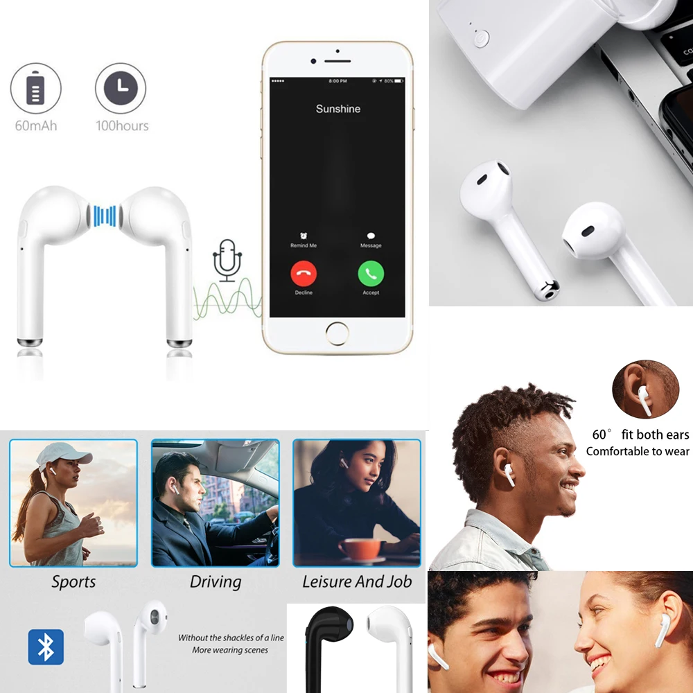 I7s TWS Bluetooth-наушники Беспроводные наушники для всех смартфонов Спортивные