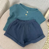 2022 children clothing 1 5 years toddler boys short sleeve sets soft cotton solid topshorts 2 piece outfits sets summer clothes