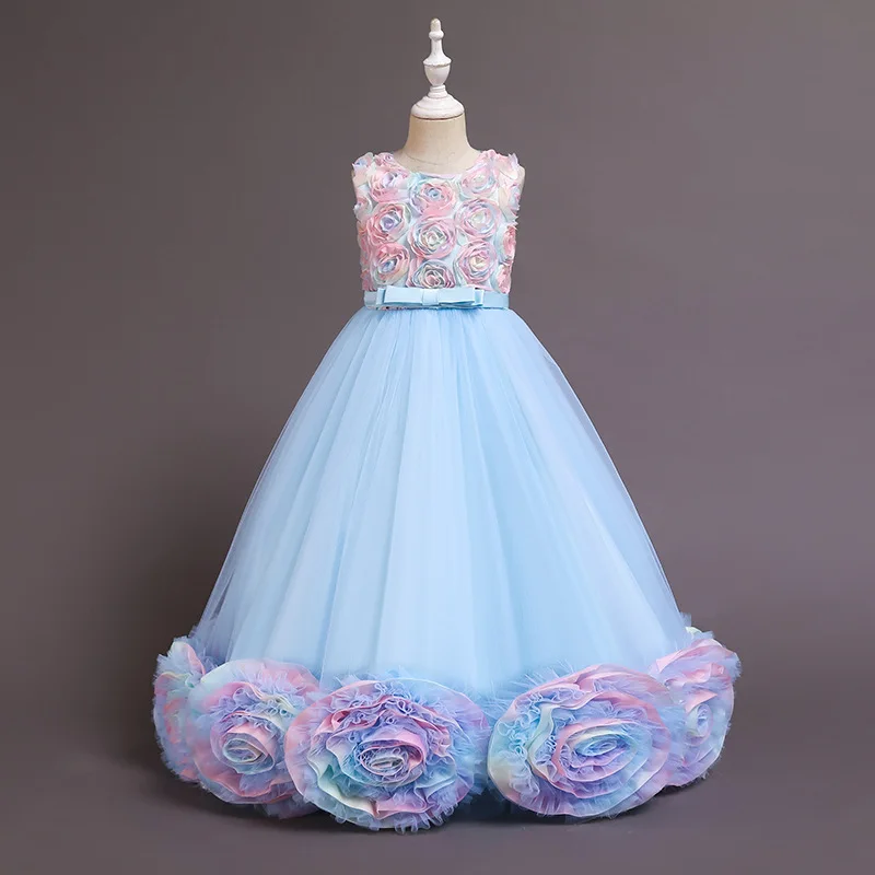 

Costumes For Girls 2022 Formal Flower Long Bridesmaid Dress Girl Evening Gowns 4 to 12 Years Sleeveless Chiffon Children Dresses