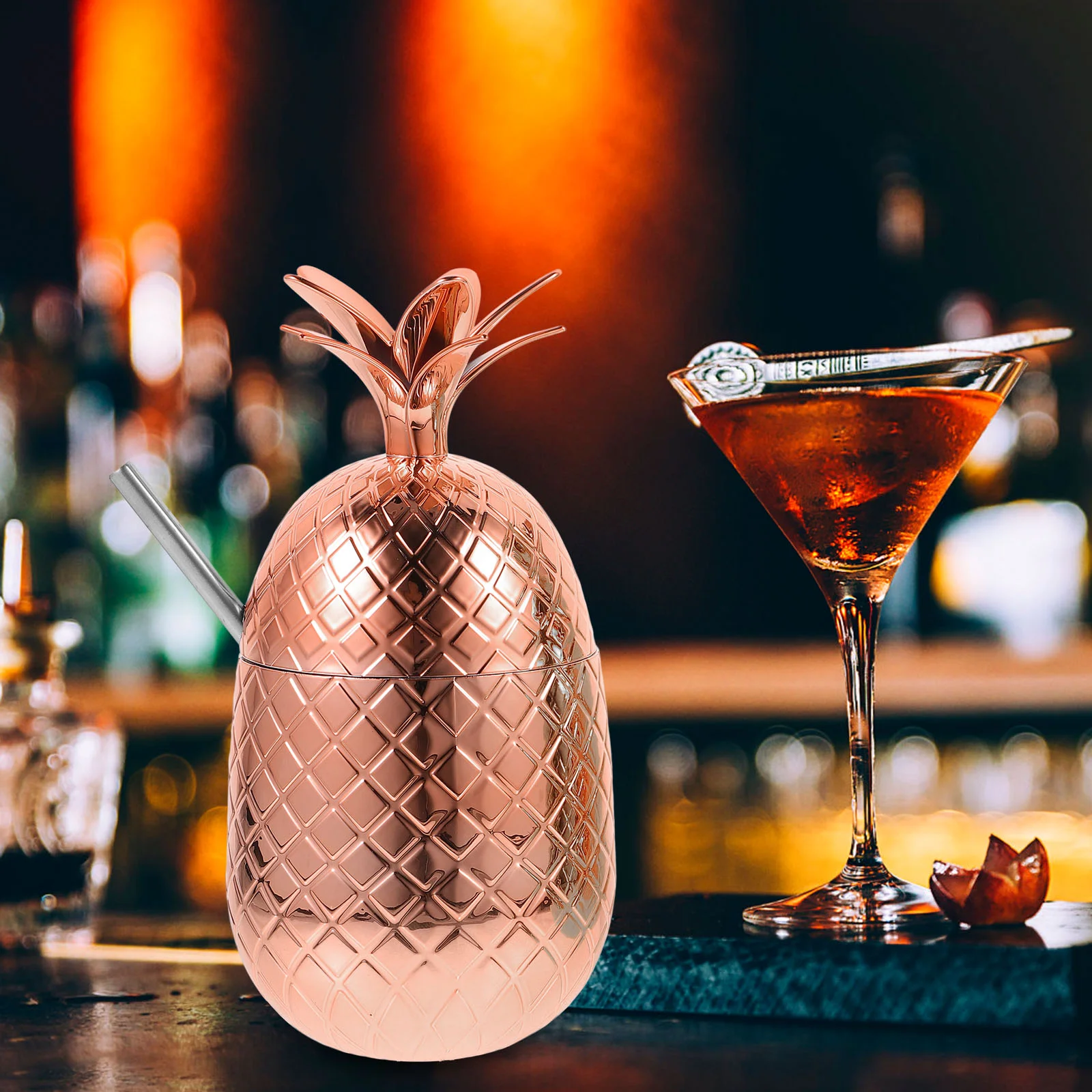 2 комплекта ананасовых чашек с соломенными стаканами для коктейлей вечерние