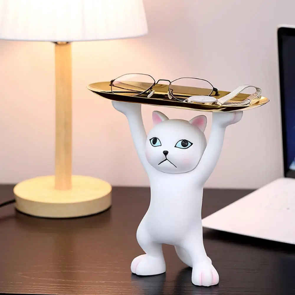 

Unique Key Storage Desktop Tray Stylish Creative Cat Decoration Enchanting Resin Storage Sculpture Table Decor Accessories Cute