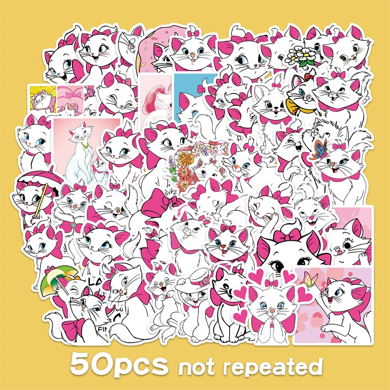 

Disney Marie Cat Stickers Kawaii Sticker 10/30/50/100Pcs Laptop Pad Bicycle Luggage Mobile Phone Refrigerator Toys for Children