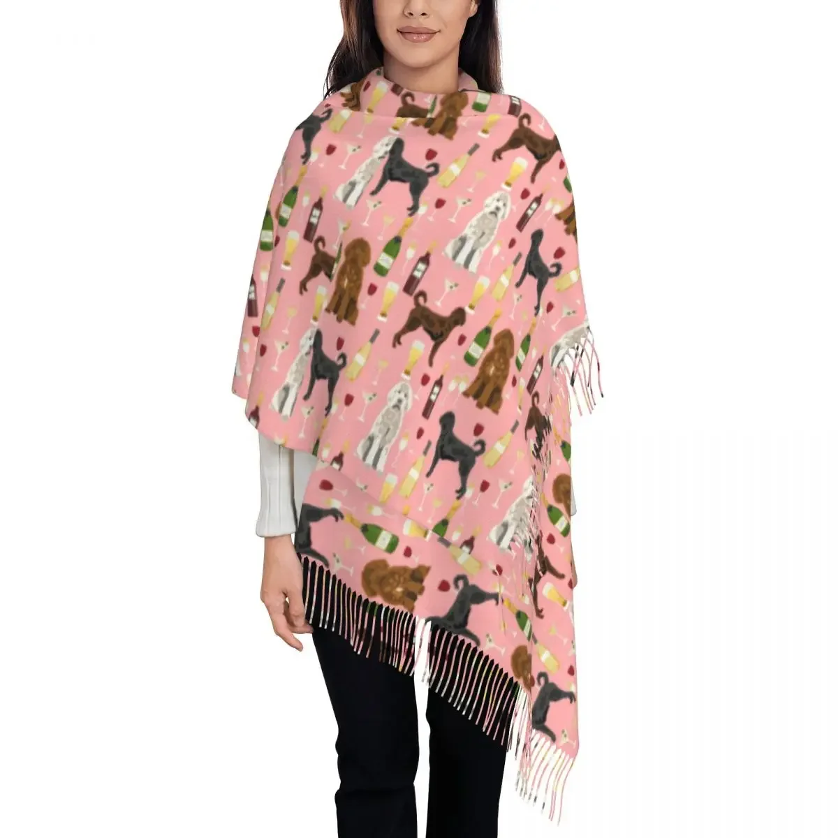 Винный шарф с надписью Love теплые мягкие шали длинной кисточкой для собак y2k