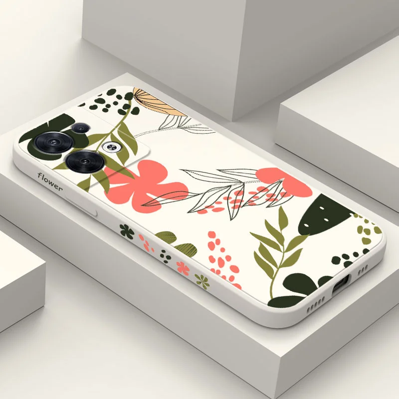 

Simple Leaves Phone Case For OPPO Reno 8 8T 8Z 7 7Z 6 5 F19 F9 Pro 4G 5G Liquid Silicone Cover