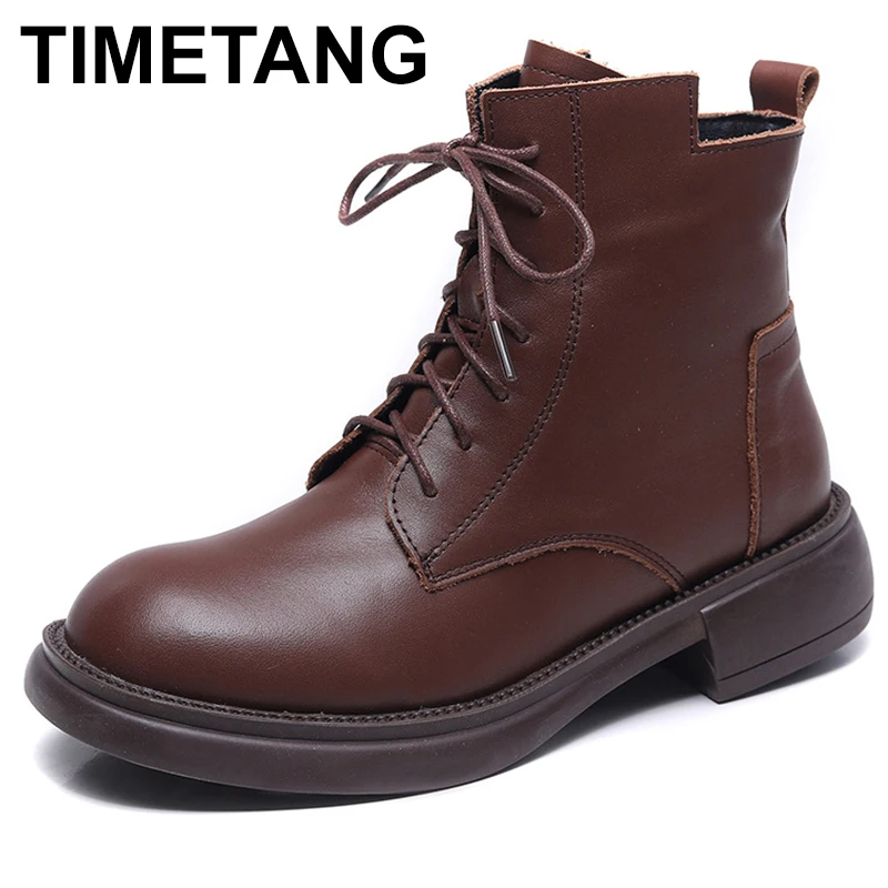 

Женские ботинки из натуральной кожи, осень 2023, Новая модная женская обувь в британском стиле из коровьей кожи, Новая удобная обувь на массивном каблуке, высокое качество