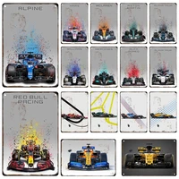 f1 racing pictures decorative plaque vintage tin metal sign auto club garage decor poster board modern home wall art decor gift