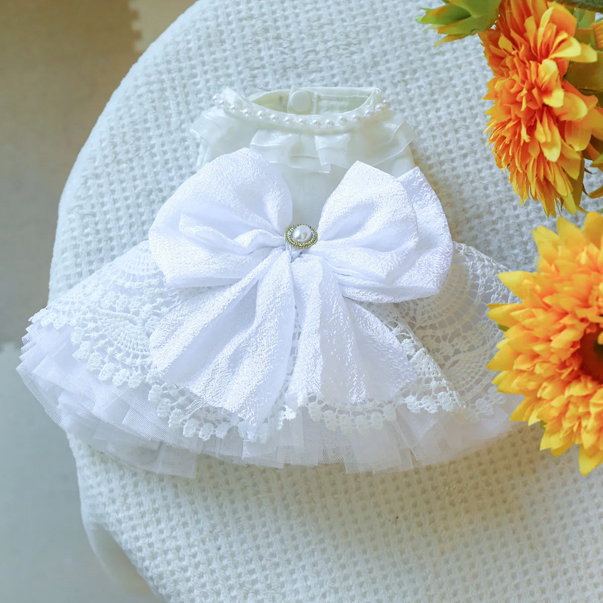 Изящный кружевной ошейник для собаки питомца принцессы Свадебное платье с