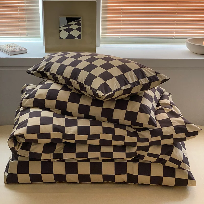 

modern minimalist life rhombus lattice design cotton Bedding Set Duvet Cover Bed Linen Fitted Sheet Pillowcases Home textiles