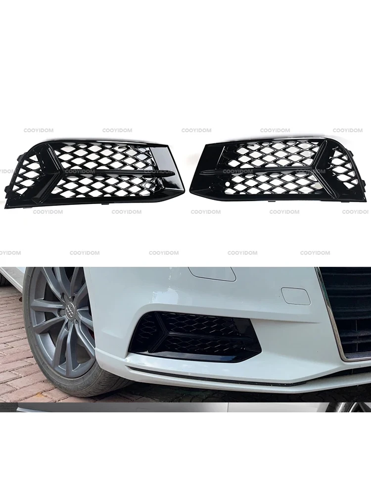 

Автомобильная сотовая противотуманная фара для Audi A3 2017 2018 2019 рамка полый решетка под сеткой черные яркие автомобильные аксессуары