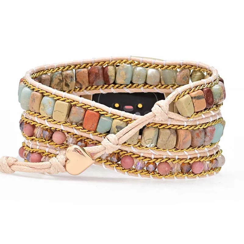 Nature Gemstone Bohemian Strap For Fitbit Versa 1 2 3 Band Bracelet Watchband Wristband  For Fitbit Sense Versa Lite Strap