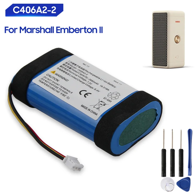Фото Сменная батарея C406A2-2 для Bluetooth-колонки Marshall Emberton II 1 2 Gen, 2680 мАч №1