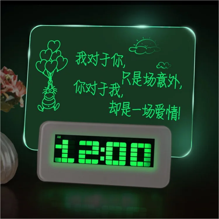 

2021 New Design 4 USB Port Hub Kids DIY Bedside Night Digital Alarm Clock with Message Board Boys Girls Birthday Gifts