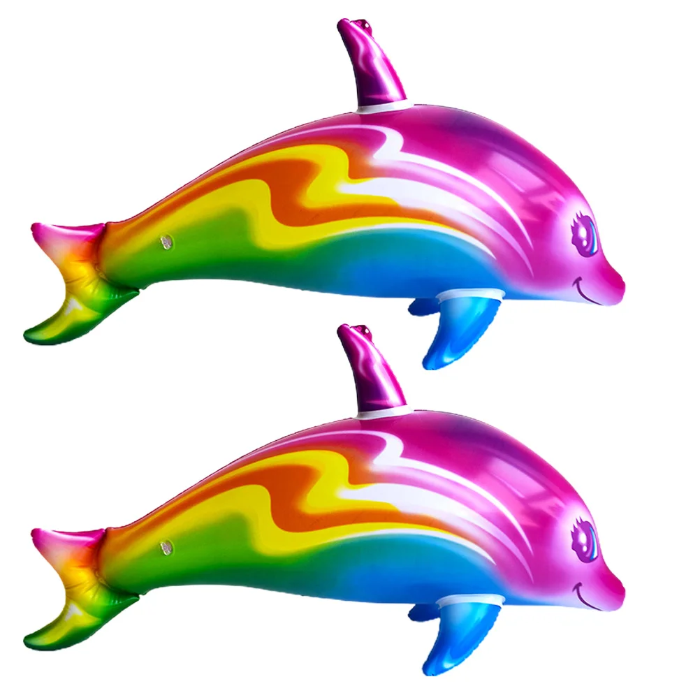 

2 Pcs Inflatable Dolphin Toy Kids Playsets Learning Giant Pvc Party Favors Big Child Swimming Pool