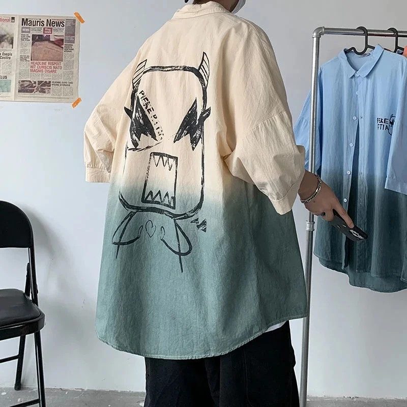 

Рубашка мужская Свободная с коротким рукавом и отложным воротником