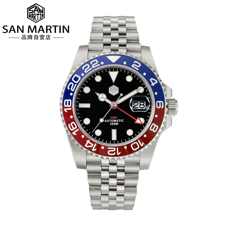 

Diving table vintage GMT red blue Cola circle luminous waterproof watch men mechanical SN015