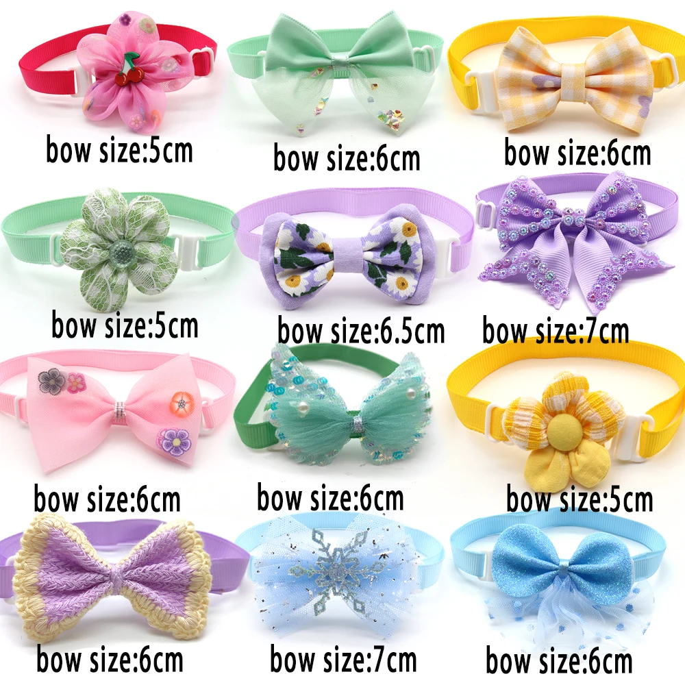 50/100 Pcs Pet Accessories Dogs Colorful Bow Tie Necktie for Dogs Pet Grooming Cute Pink Purple Flower Bowties Dog Accessories images - 6