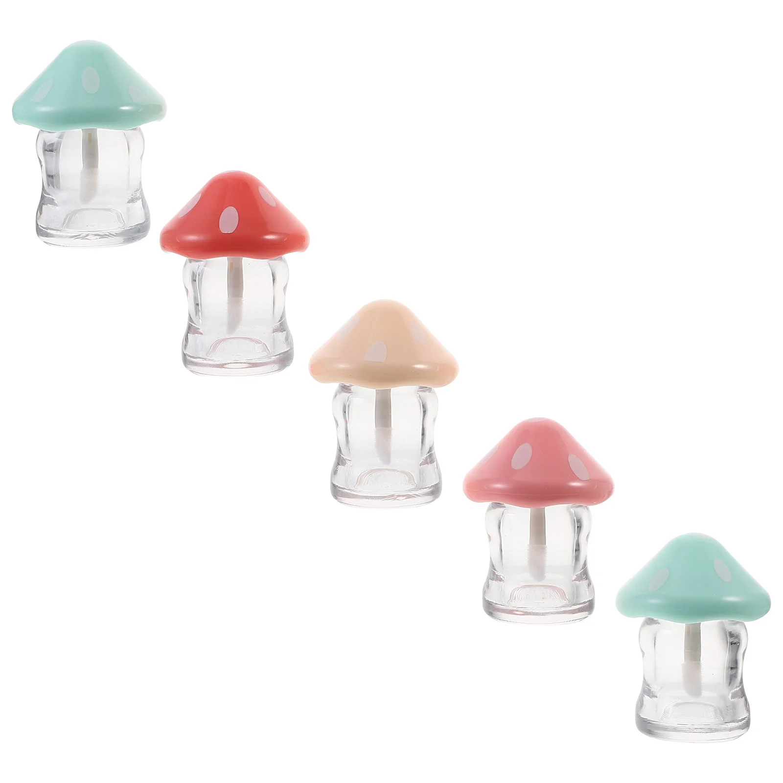 

5 Pcs Mushroom Lip Glaze Tube Clear Gloss Making Kit Containers Small Business Empty Tubes Wand Plastic Girl Balm