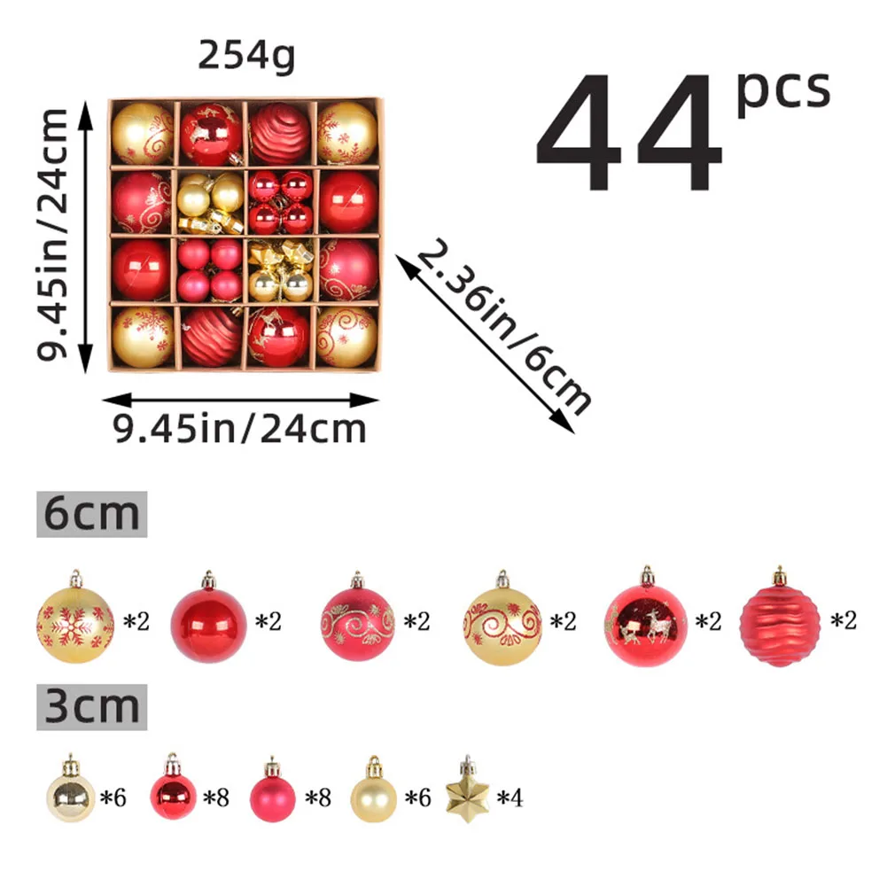 44 шт./компл. елочные шары большой рождественский шар разноцветные шаровые