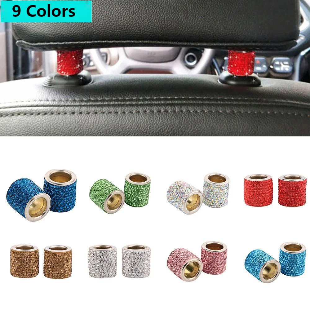 

2Pcs/Lot Fashion Car Headrest Collars Car Accessories Interior Decoration Chrome Rhinestone Bling Rings Vehicle Seat Accessories