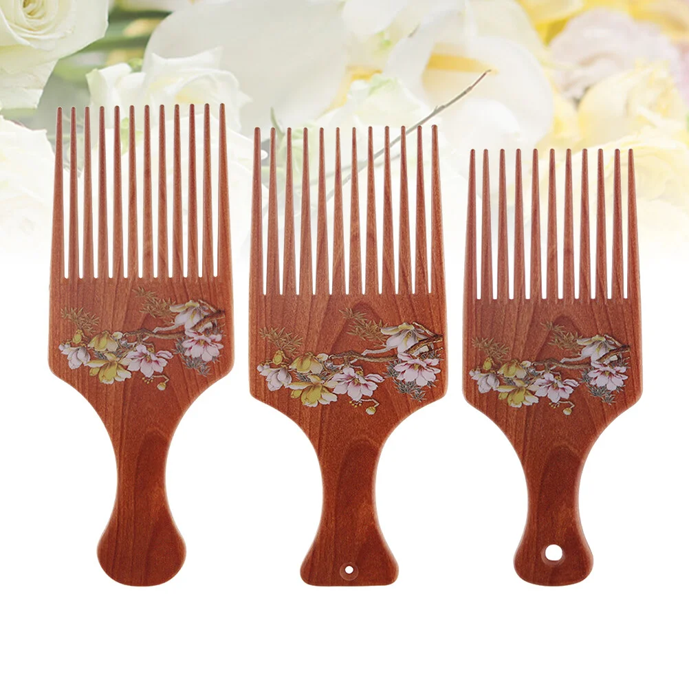 

3 Packs Afro Combs, Afro Picks for and Men, Wooden Comb Lift Hair Pick Hairdressing Styling Tool for Curly Hair (,, )