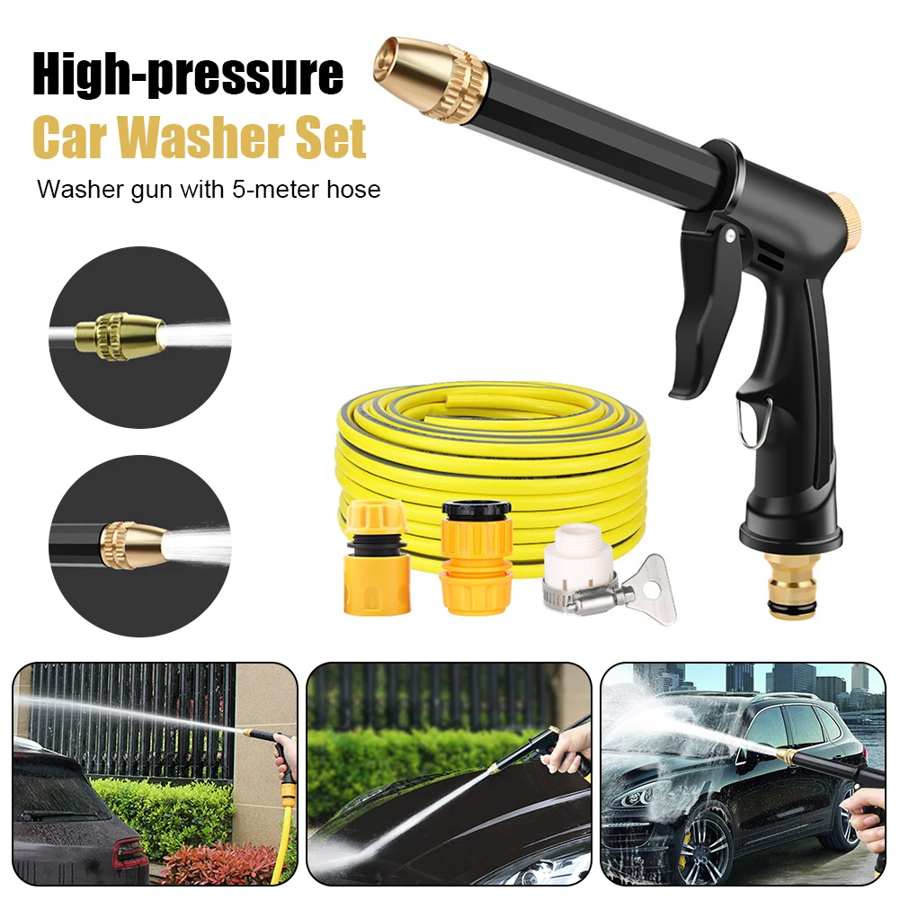 

High-pressure Washer Gun for Car Cleaning Wash Machine with 5-meter Hose Portable Garden Watering Hose Nozzle Foam Water Gun
