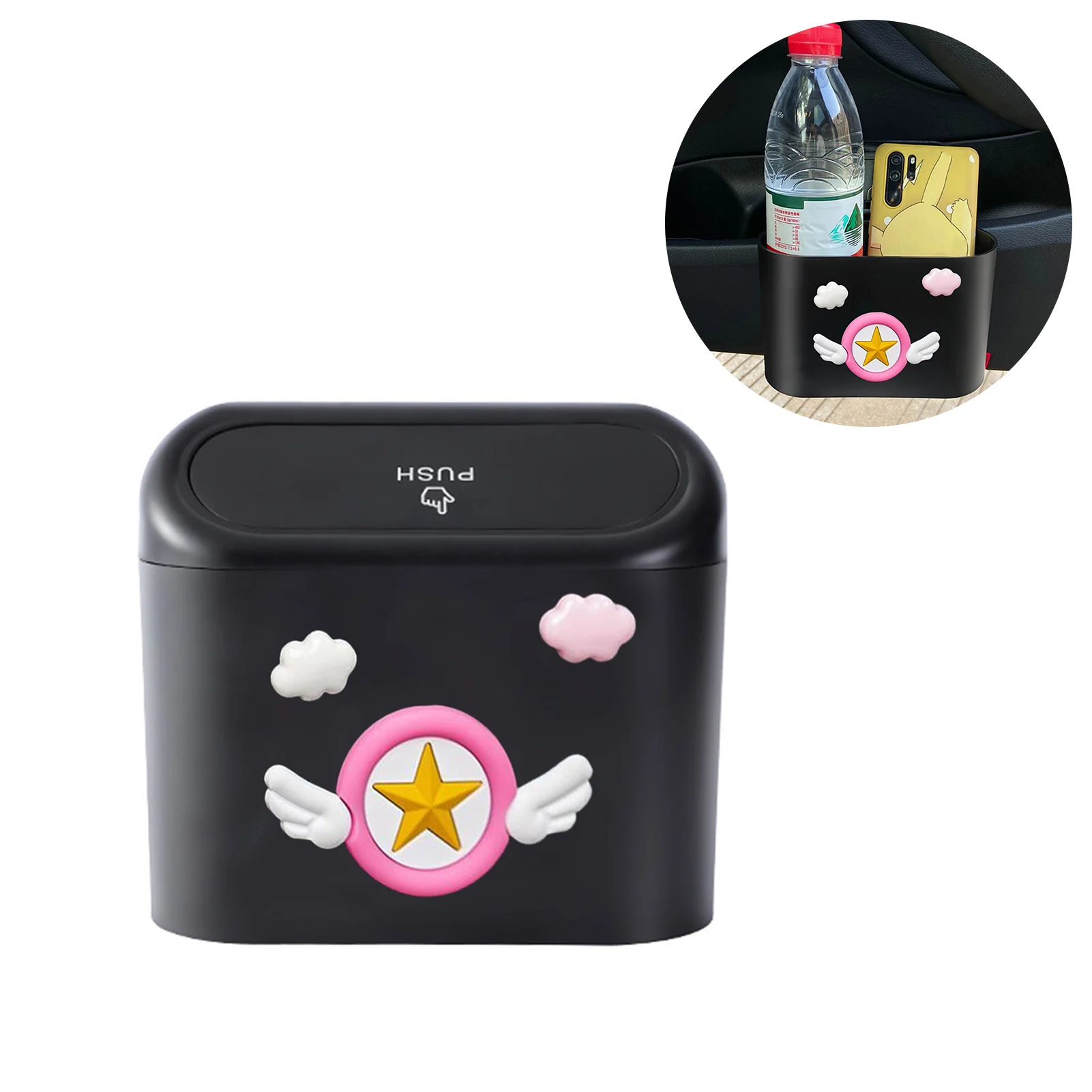 Car Garbage Can Leak-Proof Car Trashcan With Cute PatternsMultipurpose Vehicle Trash Can Waterproof And Leak-Proof Car Garbage