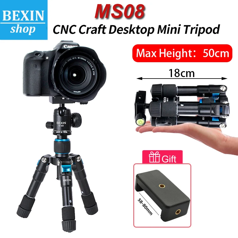 

New Mini Tripod Phone Holder Professional Portable Travel Aluminium Camera with Ball Head Tripod for Phone Canon Dslr Camera