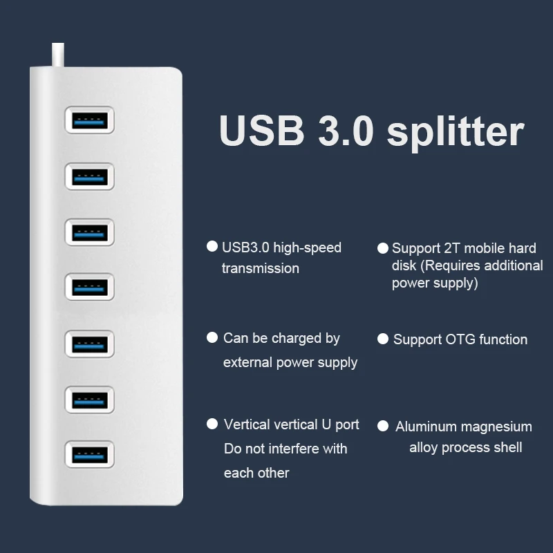 bkscy USB 3.0 HUB 7-портовый алюминиевый