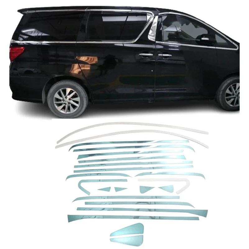 

WELKINRY для Toyota Alphard Vellfire AH20 2008-2014, кузов автомобиля из нержавеющей стали, дверная оконная рама, средняя крышка стойки B, накладка на колонку