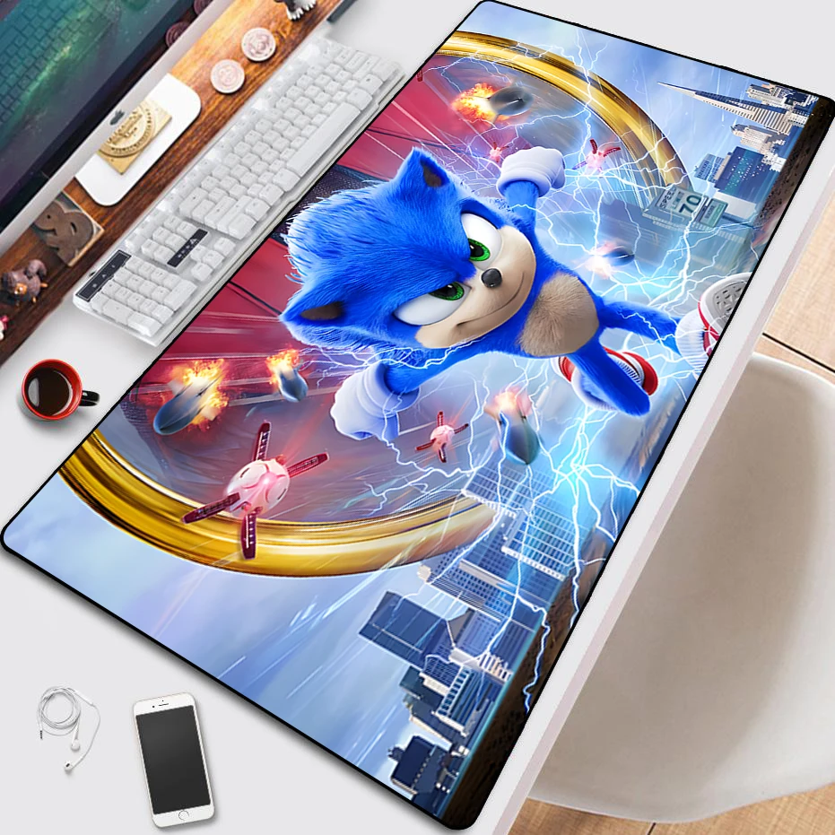 

Sonic Mousepad Anime Kawaii HD Printing Computer Locking Lock Edge Keyboard Mat PC Desk Pad Large Mouse Pad Gaming Accessories