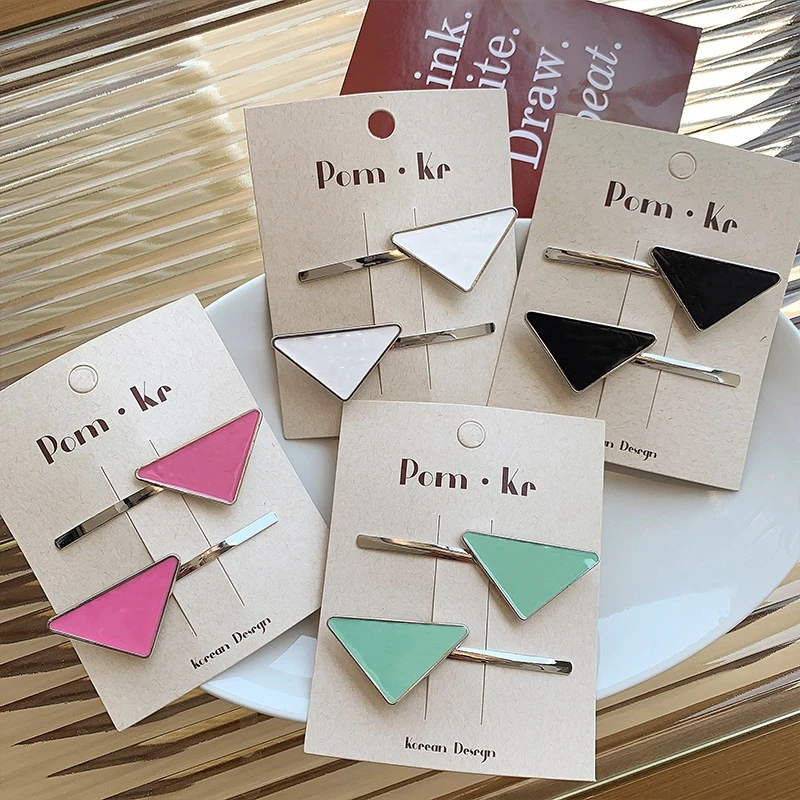 

2pcs Fashion vintage triangle hairpin Alloy Drop Oil hairpin head clip for everyday gift accessories