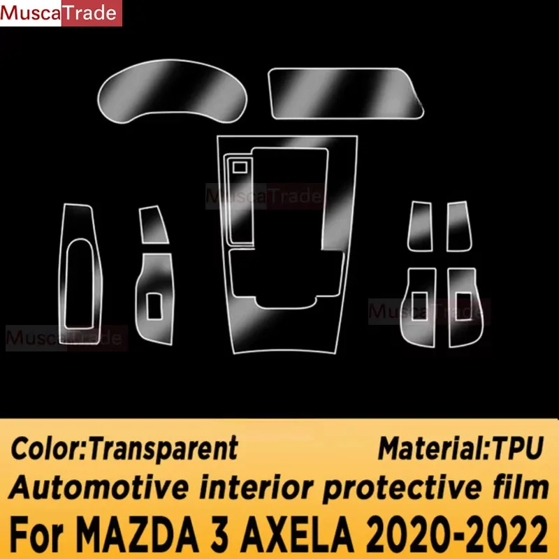 

Защитная пленка из ТПУ для салона автомобиля, центральная консоль, медиа-приборная панель, навигация, защитная пленка для MAZDA 3 2021-2024, наклейка