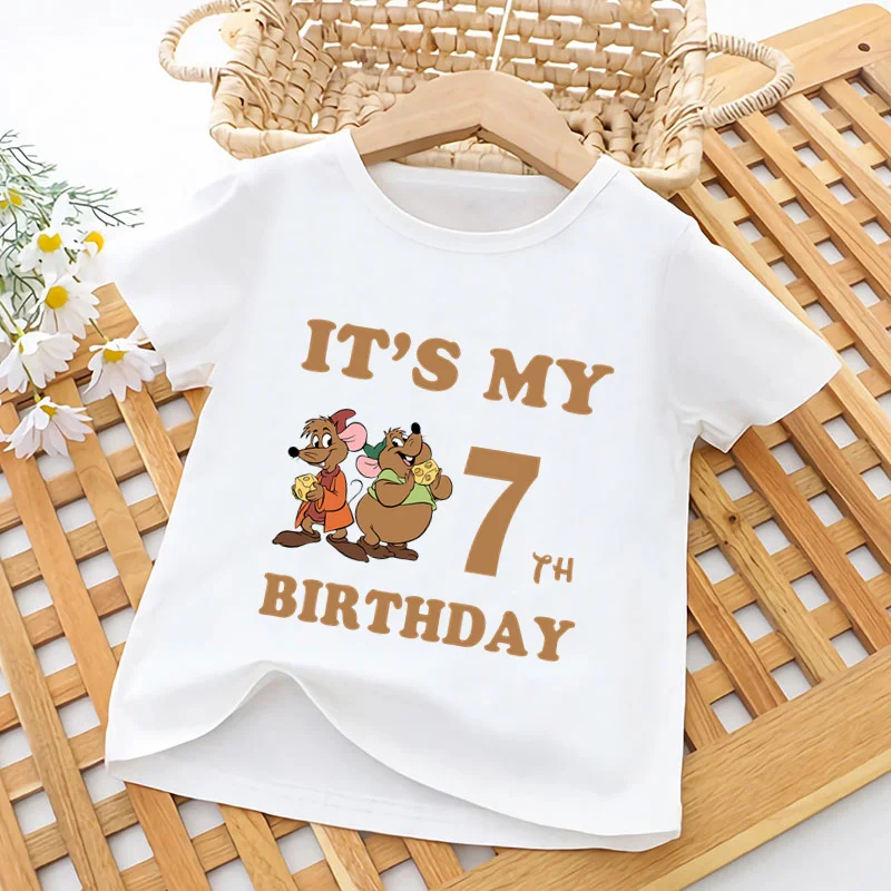 Милая детская футболка с принтом Jaq and Gus Mouse It's My 1 2 3 4 5 6 7 8 9 лет Одежда для дня