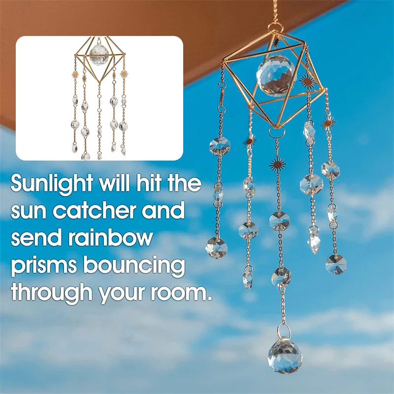 

Изысканная Хрустальная подвеска «Ловец Солнца», персонализированные ветряные колокольчики, подвеска-колокольчик для украшения дома, окна,...