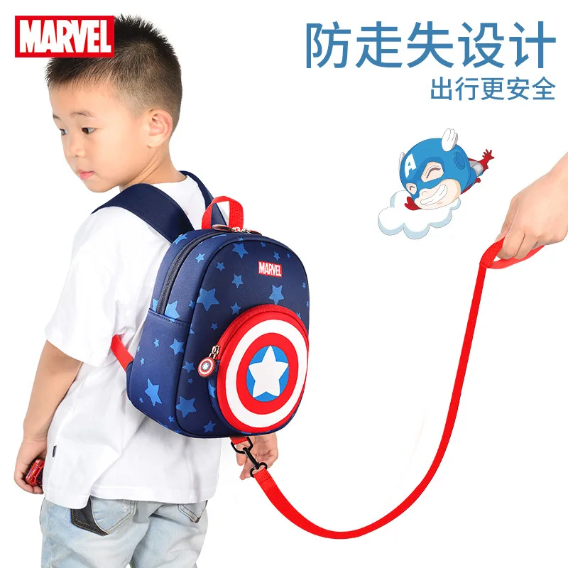 Original high-quality Disney Captain America children's backpack, comfortable and breathable Disney Spider Man schoolbag