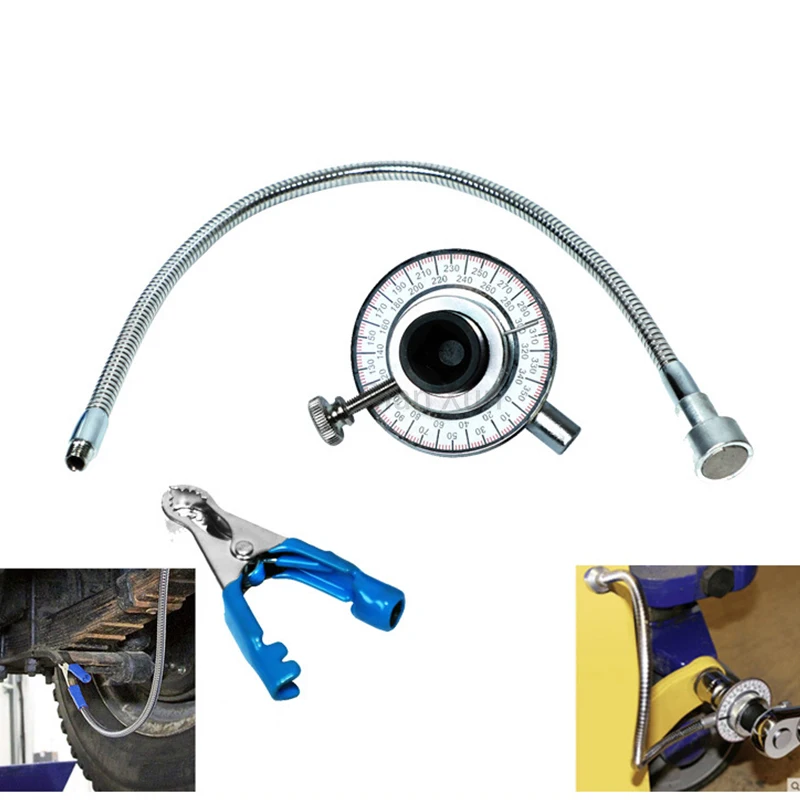 

2 In 1 Torque Angle Meter 1/2" CR-V Steel Drive Wrench Angle Gauge With 14" Flexible Clip Arm and Magnetic ConnectFor Car Repair