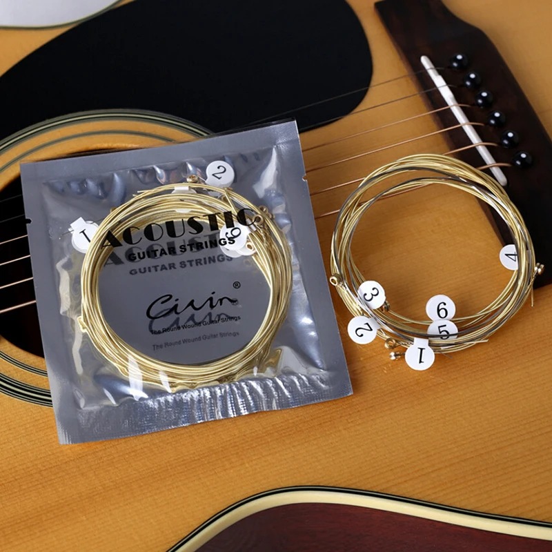 

6pcs/set Universal Acoustic Guitar String Brass Hexagonal Steel Core Strings For Musical Instruments Guitars Strings Guitar Part